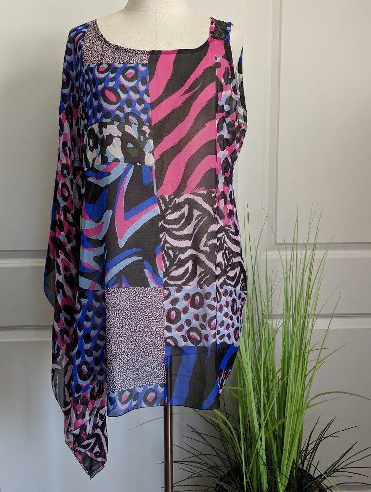 Versace Beachwear Asymmetrical Sheer Silk Coverup - Picture 2 of 8